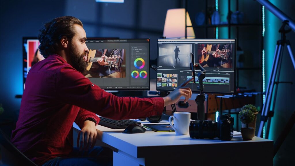 Bombina global video-editor-content-creator-filming-tutorial-about-professionally-editing-footage_482257-82231